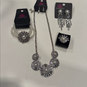 Paparazzi Bling & Pearl Jewelry Bundle - Earrings, Necklace, Bracelet, Ring